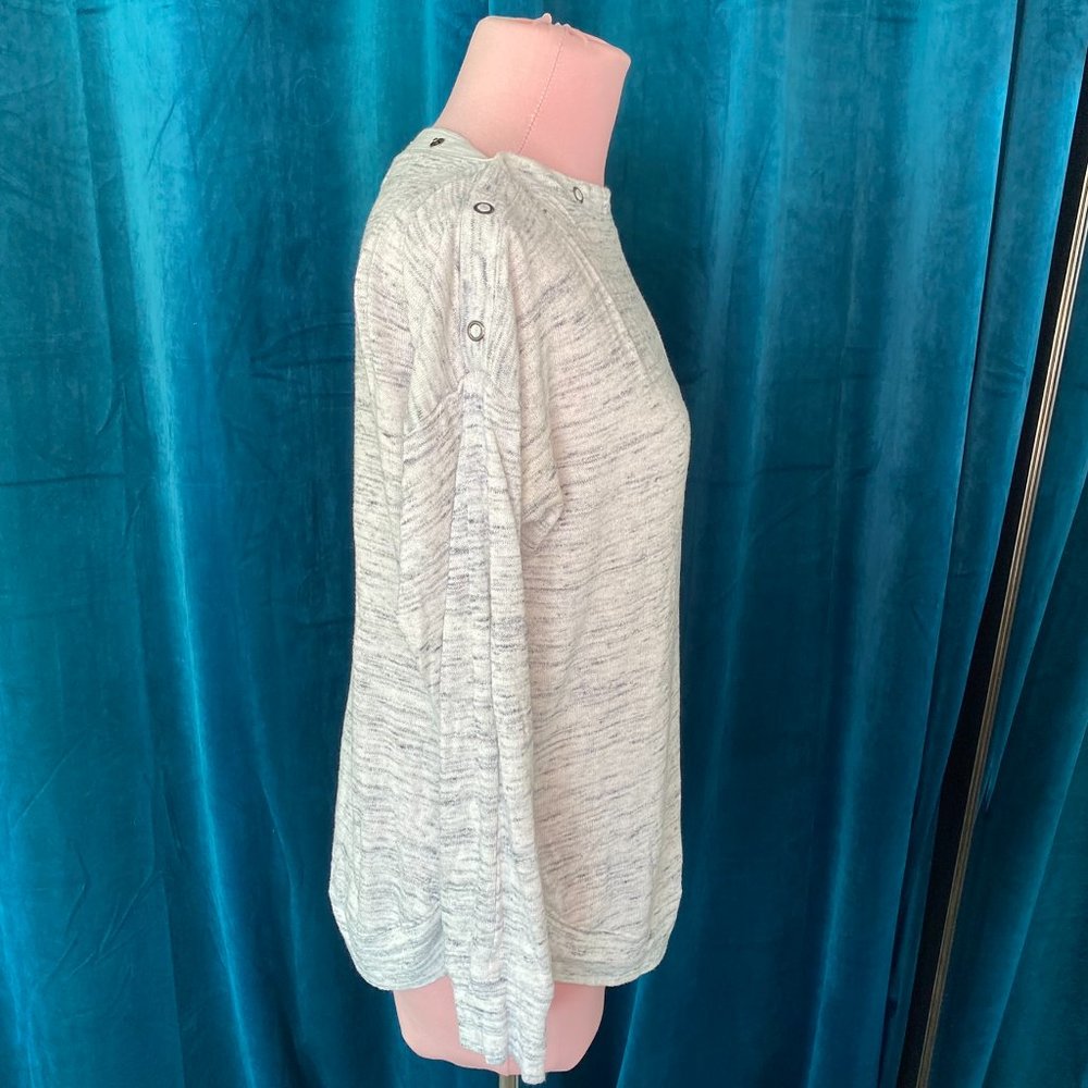 Maurices Space Dye Snap Long Sleeve Top Gray - Picture 6 of 7